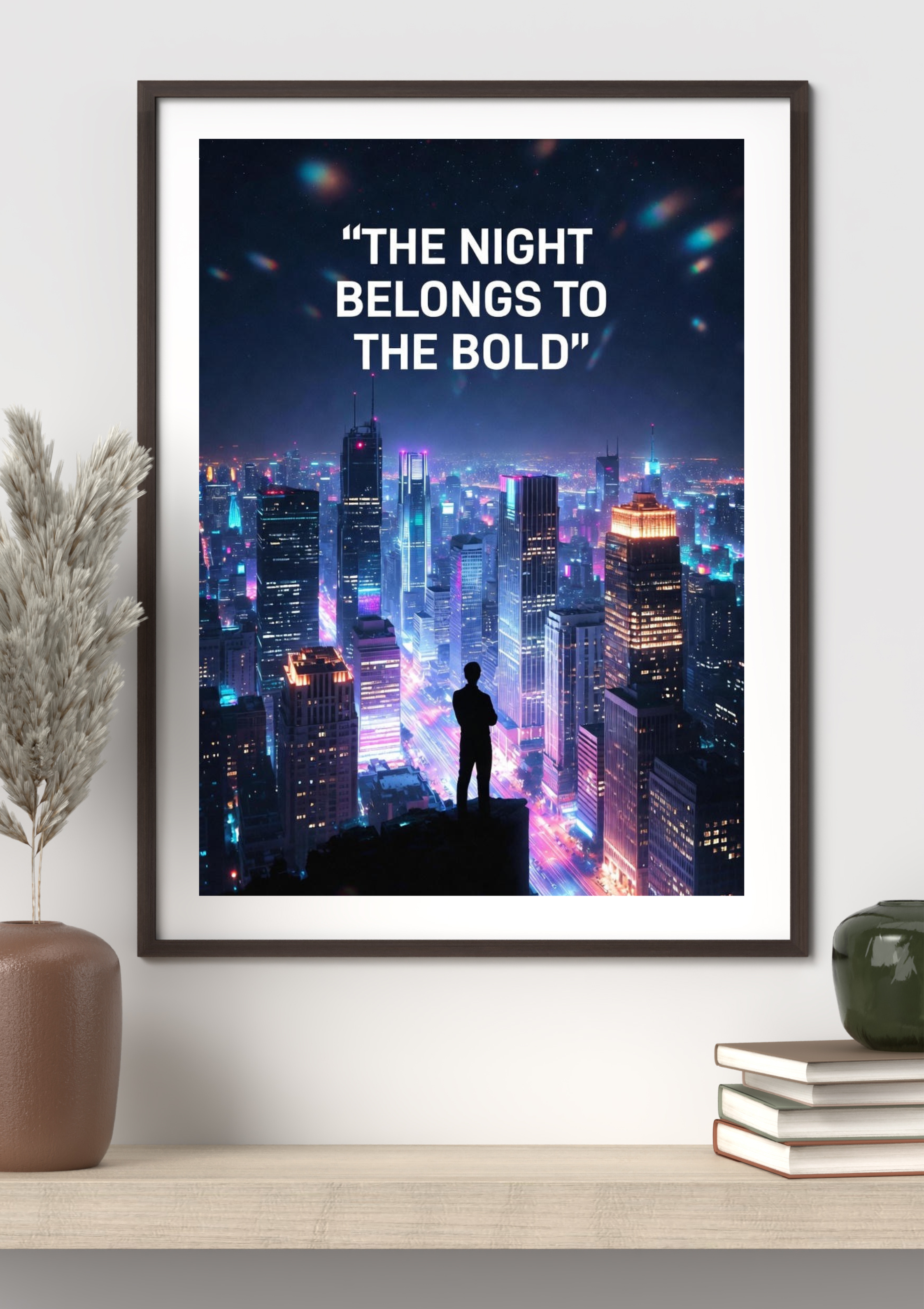The Night Belongs to the Bold – Neon City Ambition Poster (Digital PDF Download)