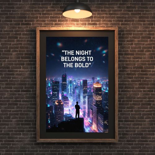 The Night Belongs to the Bold – Neon City Ambition Poster (Digital PDF Download)