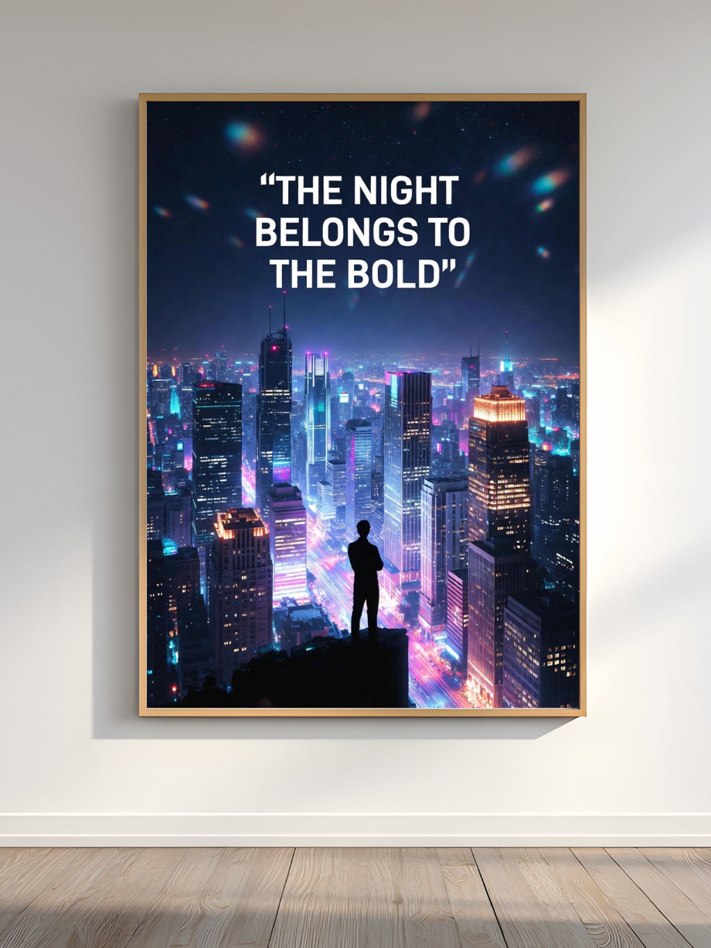 The Night Belongs to the Bold – Neon City Ambition Poster (Digital PDF Download)