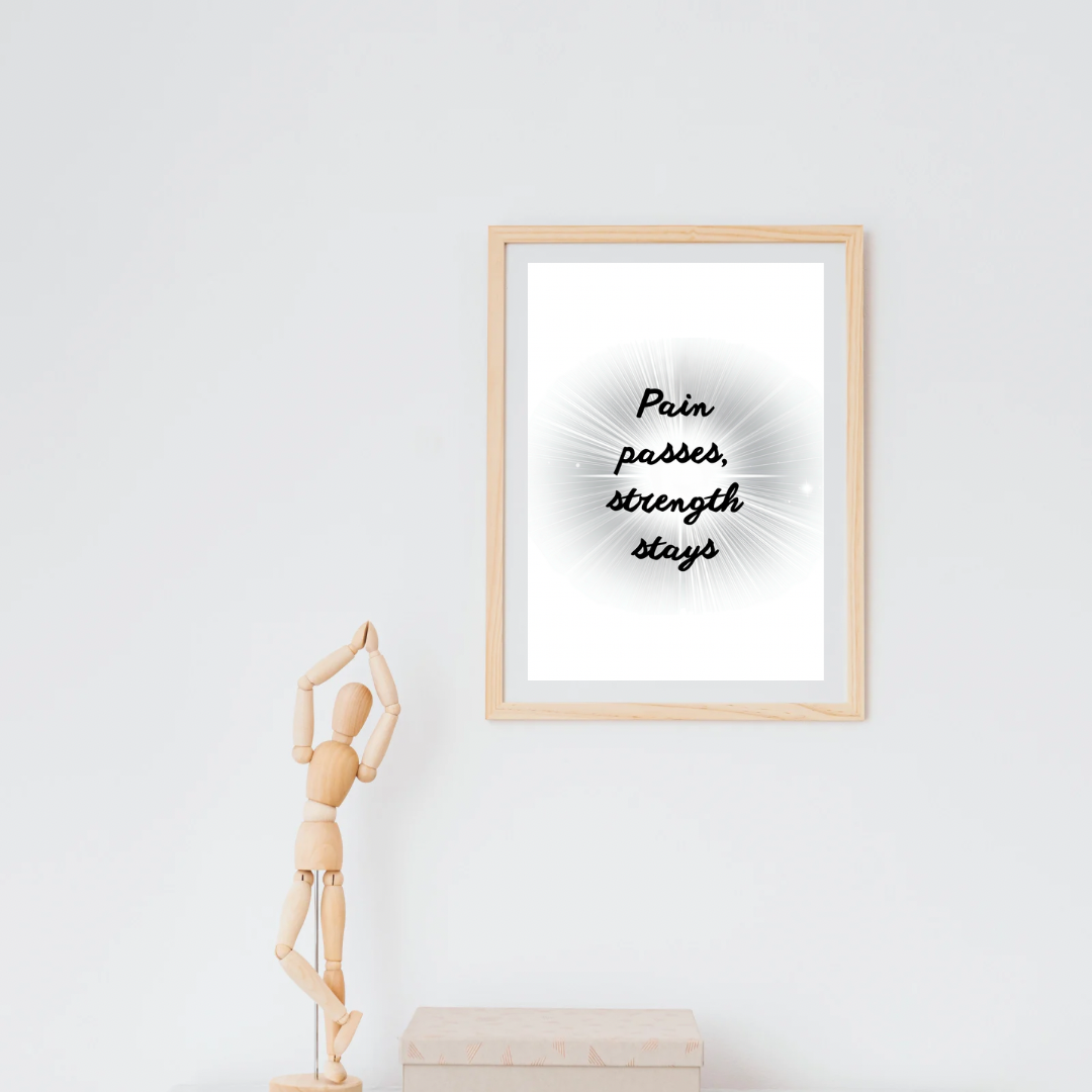 Pain Passes, Strength Stays – Motivational Quote Poster (A3 Digital PDF Download)