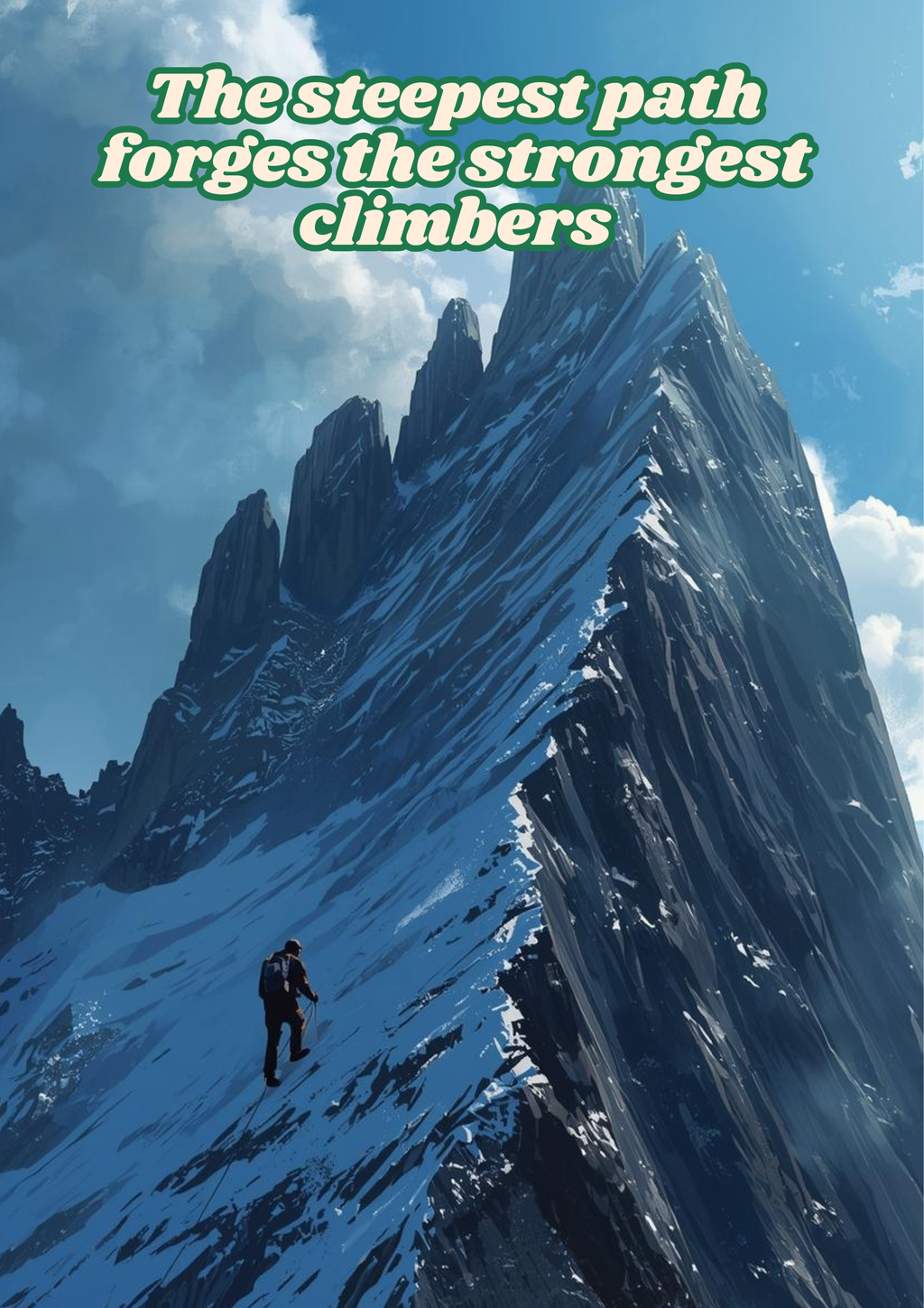 The Steepest Path Forges the Strongest Climbers – Motivational Mountain Poster (Digital Download PDF)