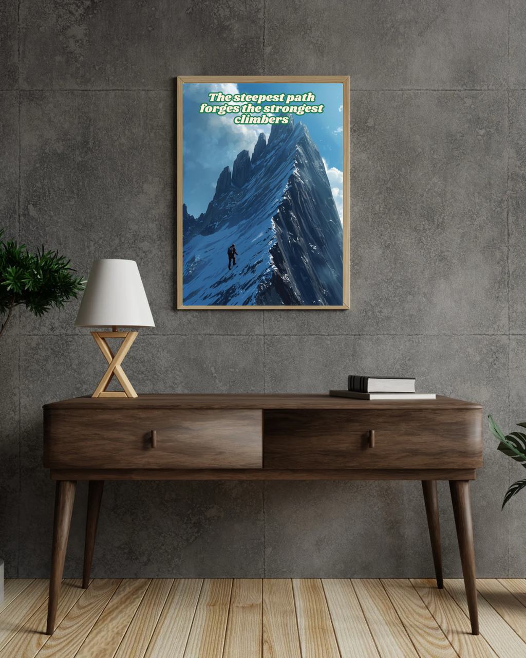 The Steepest Path Forges the Strongest Climbers – Motivational Mountain Poster (Digital Download PDF)