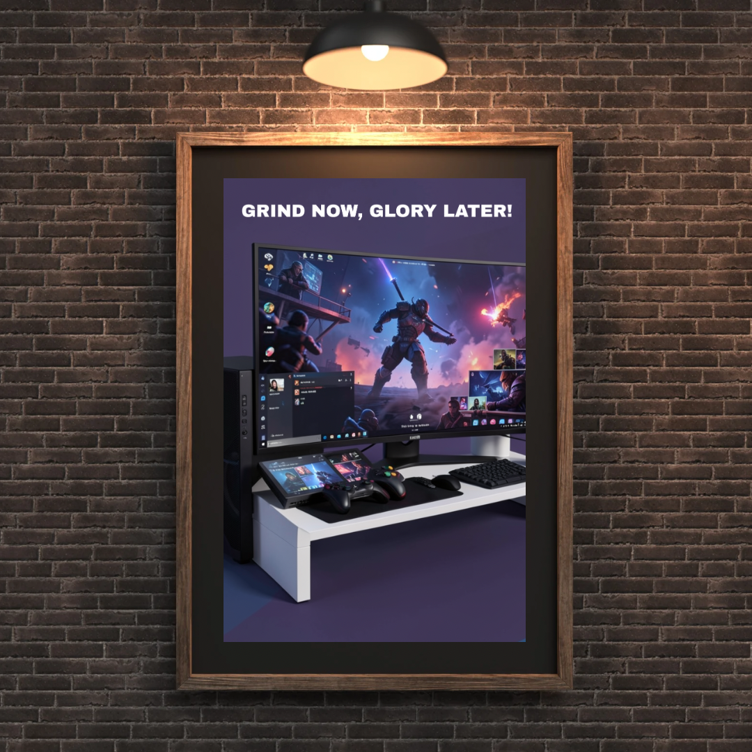 🎮 GRIND NOW, GLORY LATER – Digital Poster PDF Download