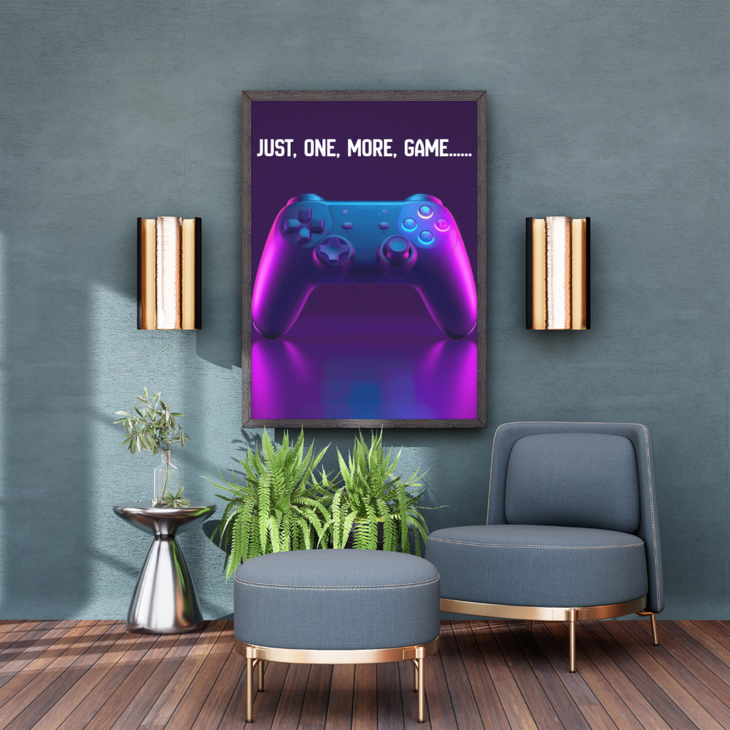 Just One More Game – Neon Gaming Poster (Digital Download)