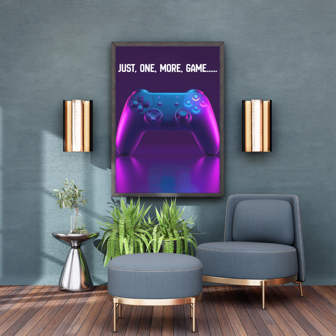 Just One More Game – Neon Gaming Poster (Digital Download)