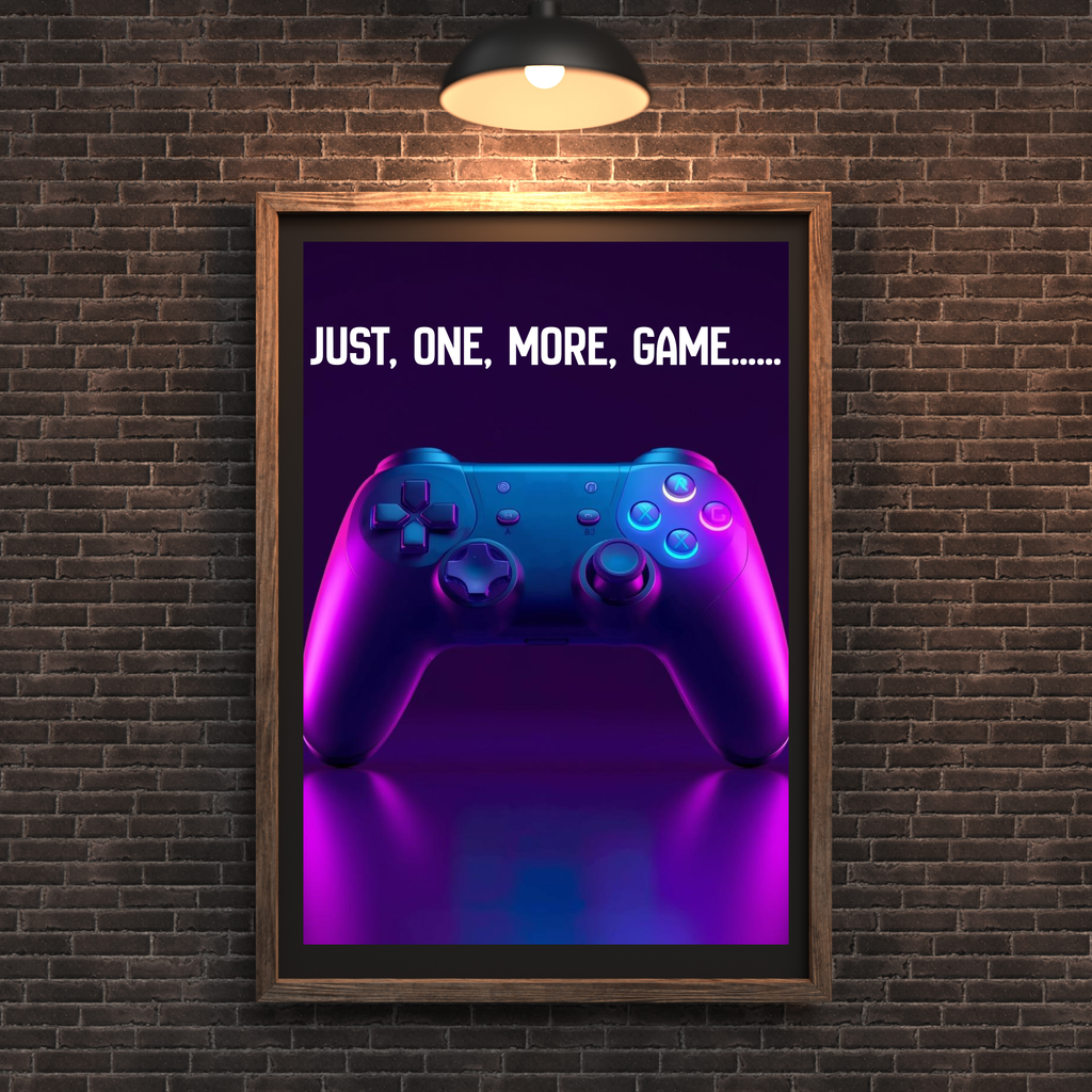 Just One More Game – Neon Gaming Poster (Digital Download)